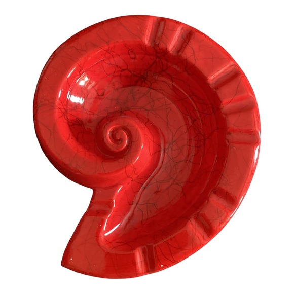 Hollywood Ceramics California Potteries Red Nautilus Seashell Ashtray MCM VTG - Picture 7 of 16
